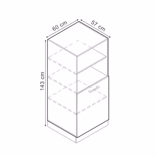 Armario para horno empotrado Vicco R-Line en color antracita alto brillo, An: 60 cm, Al: 57 cm, P: 46,19 cm