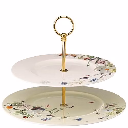Frutero de 2 pisos Rosenthal Grand Air Brillance con diseño floral multicolor en porcelana
