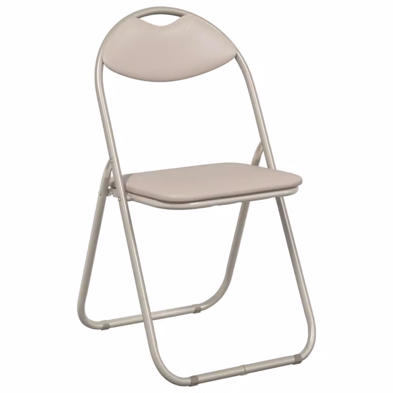 Set de 8 sillas plegables vidaXL en cuero sintético color arena, An/P/Al: 48 x 43,5 x 81 cm