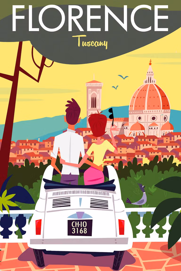 Cuadro de viaje a Florencia Hexoa con impresión sobre lienzo multicolor, An/Al: 60 x 90 cm