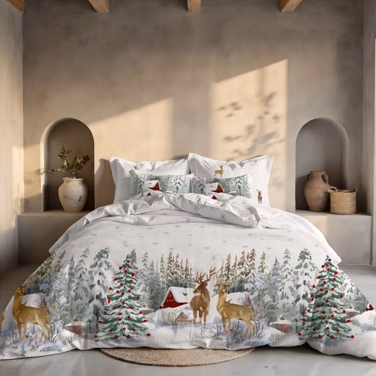Funda nórdica de Navidad Muare Home multicolor en poliéster, An/P/Al: 140 x 200 cm