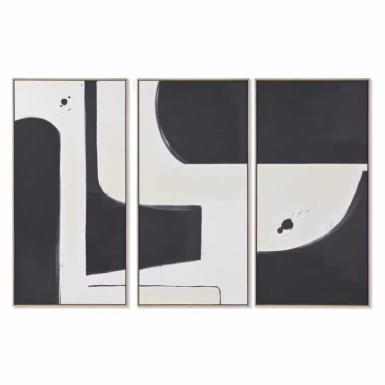 Conjunto de 3 cuadros abstractos modernos de NIYLO en lienzo con marco negro, An/Al: 120 x 180 cm