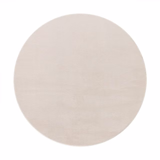 Alfombra redonda Solina color beige de 200 cm, suave y lavable para tu hogar