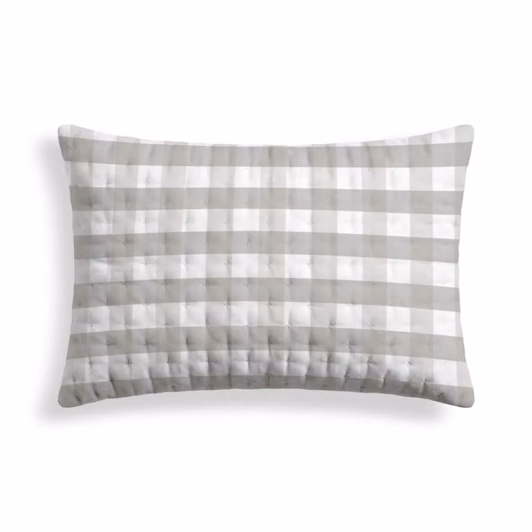 Funda de almohada reversible con diseño de cuadros en colores gris, blanco y terracota, confeccionada en poliéster con cierre de sobre, An/P/Al: 80 x 50 cm