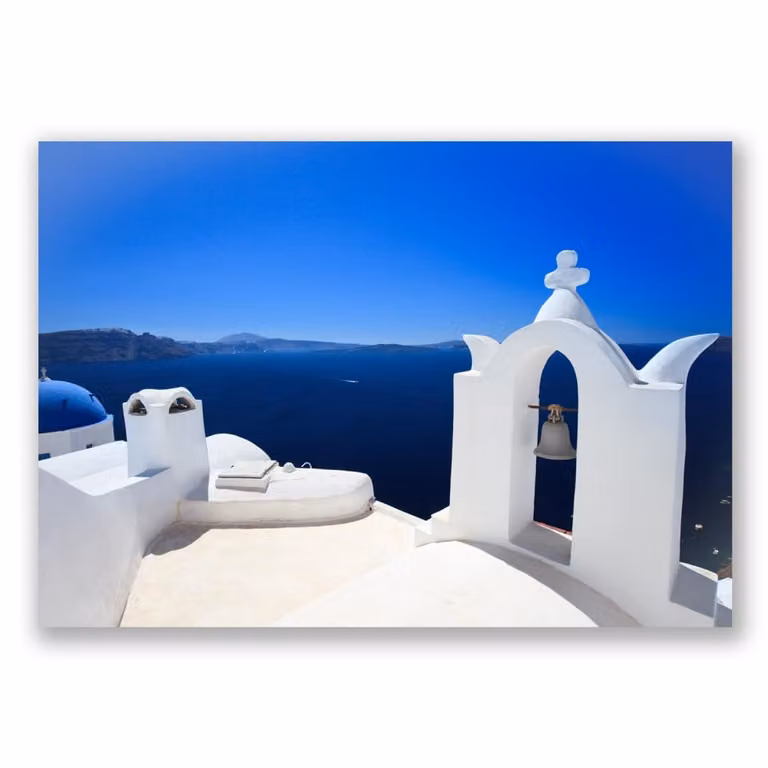 Impresión en lienzo Santorini de Legendarte, diseño mediterráneo azul, An x Al: 40 x 60 cm