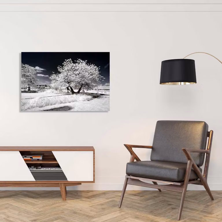 Cuadro Hexoa París Jardín Blanco y Azul Impresión sobre Lienzo An x Al: 90 x 60 cm