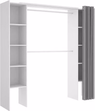 Armario grande DMORA con efecto madera en colores blanco y gris, An/P/Al: 180 x 50 x 205 cm