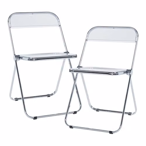 Juego de 2 sillas plegables transparentes en.casa modelo Pornainen de estilo moderno para hogar u oficina, An/P/Al: 46 x 47 x 74 cm