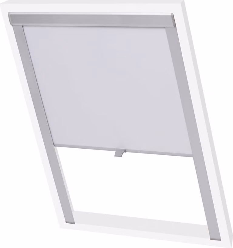 Persiana opaca enrollable Syfax de poliéster en color blanco con aislamiento térmico