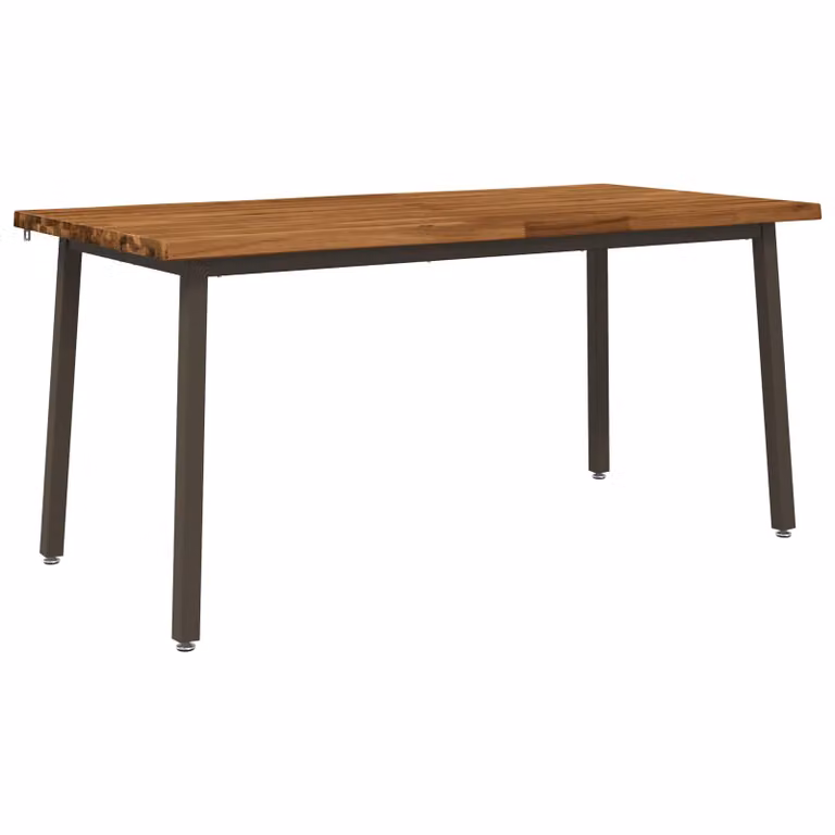 Mesa de comedor moderna vidaXL de madera de acacia con borde natural y color marrón, An/P/Al: 160 x 90 x 75 cm