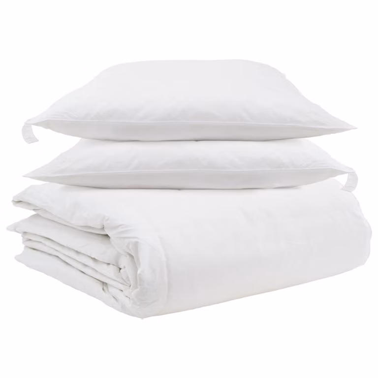 Juego de edredón y almohada de 3 piezas vidaXL de plumas de pato y algodón, color blanco, ideal para verano