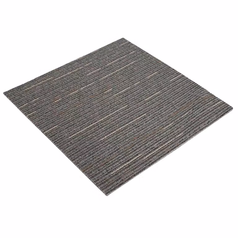 Set de 20 azulejos de alfombra vidaXL con diseño rayado moderno en color marrón, fabricados en polipropileno con pelo en bucle, An/P: 50 x 50 cm