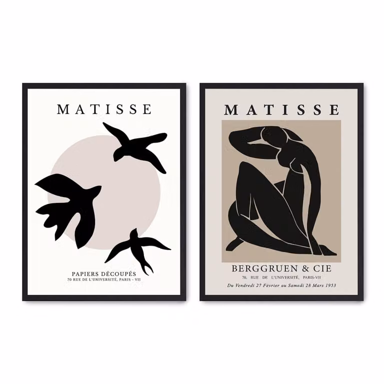 Set de 2 pósteres abstractos modernos de Poster Lab, multicolor con marco negro, An/Al: 30 x 40 cm