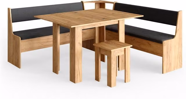 Conjunto de comedor Vicco Roman con mesa y banco esquinero en roble dorado y marrón, 180 x 180 cm