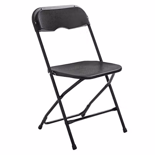 Silla plegable Rekkem en color negro con acabado mate y estructura de metal y plástico