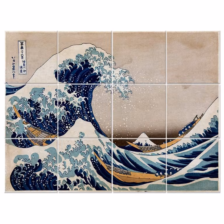 Póster de reproducción de pintura La Gran Ola de Kanagawa de K. Hokusai por Legendarte, multicolor y azul, An/P: 150 x 200 cm