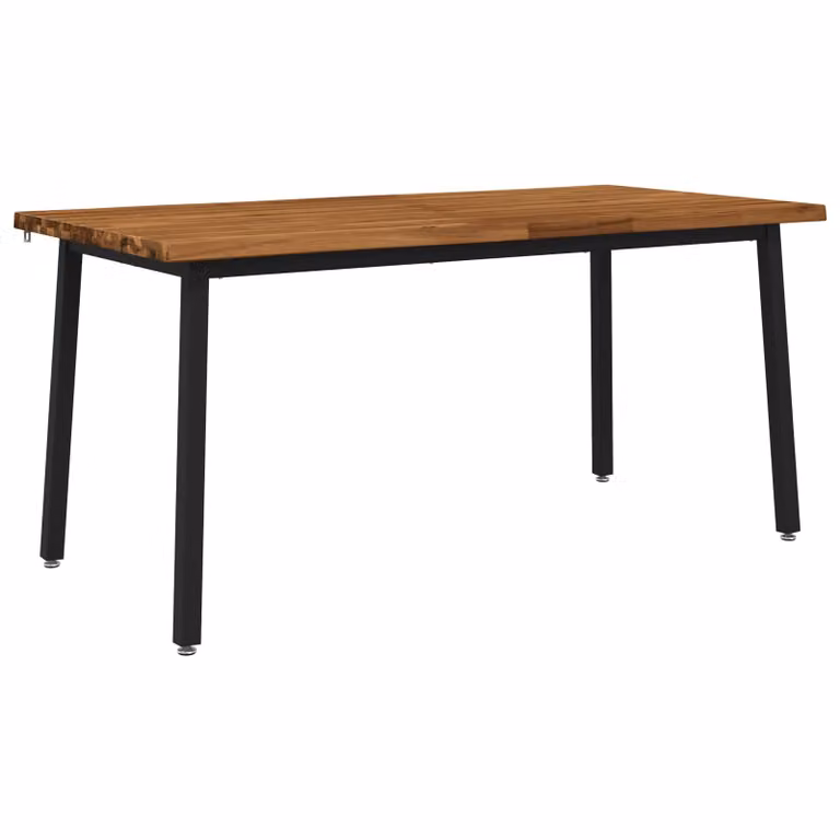 Mesa de comedor vidaXL de madera de acacia con borde natural y acabado mate en color marrón, An/P/Al: 160 x 90 x 75 cm