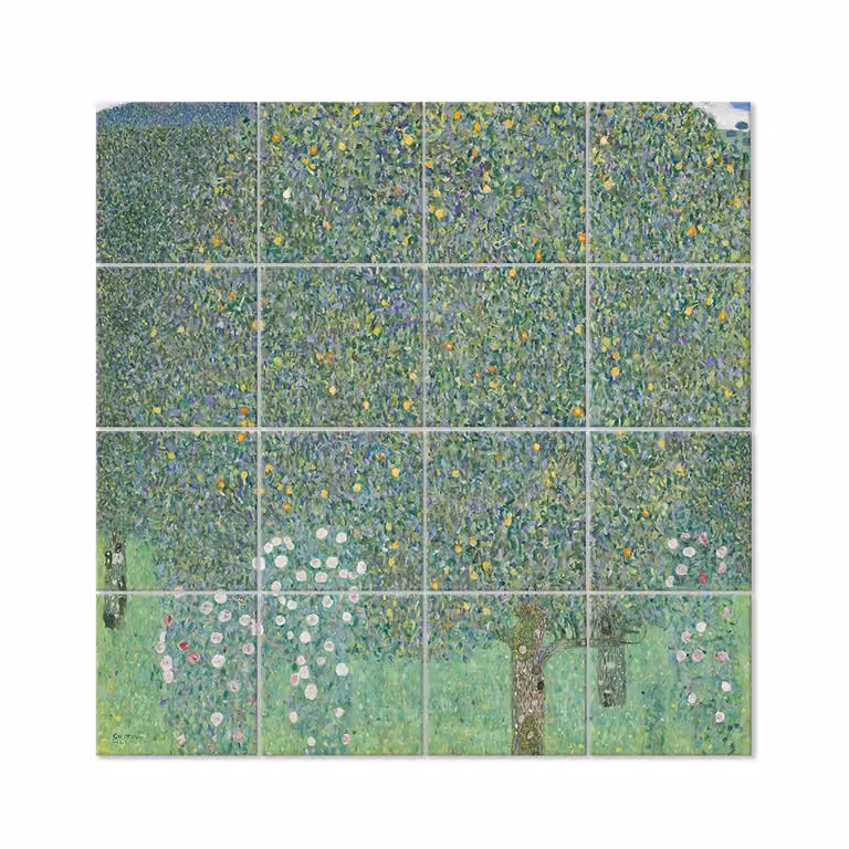 Panel decorativo Legendarte Rosales Debajo De Los Árboles de Klimt, multicolor, An/P: 200 x 200 cm