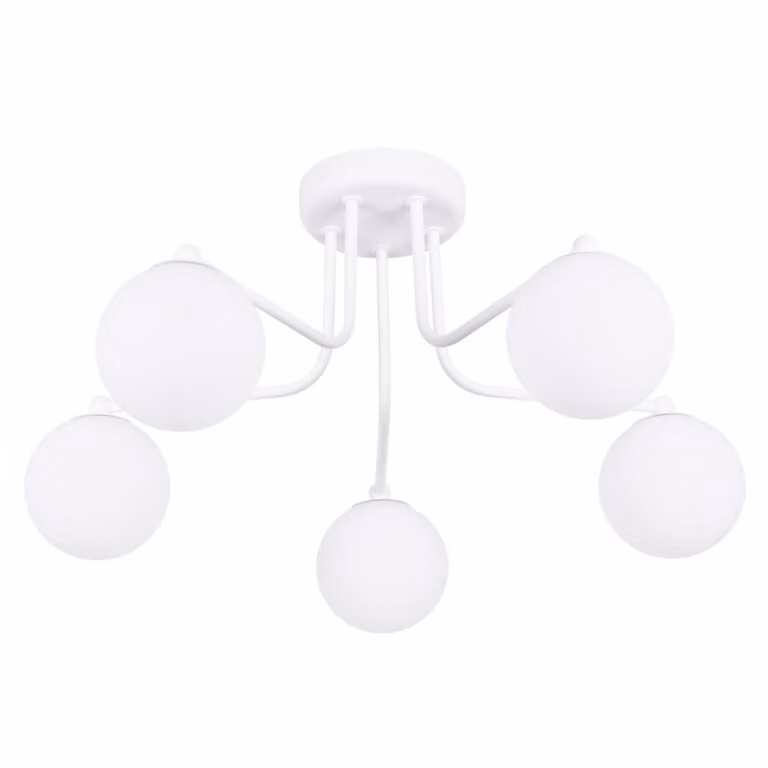 Lámpara de araña moderna Sollux Lighting en blanco y acero con vidrio, Altura: 58 cm