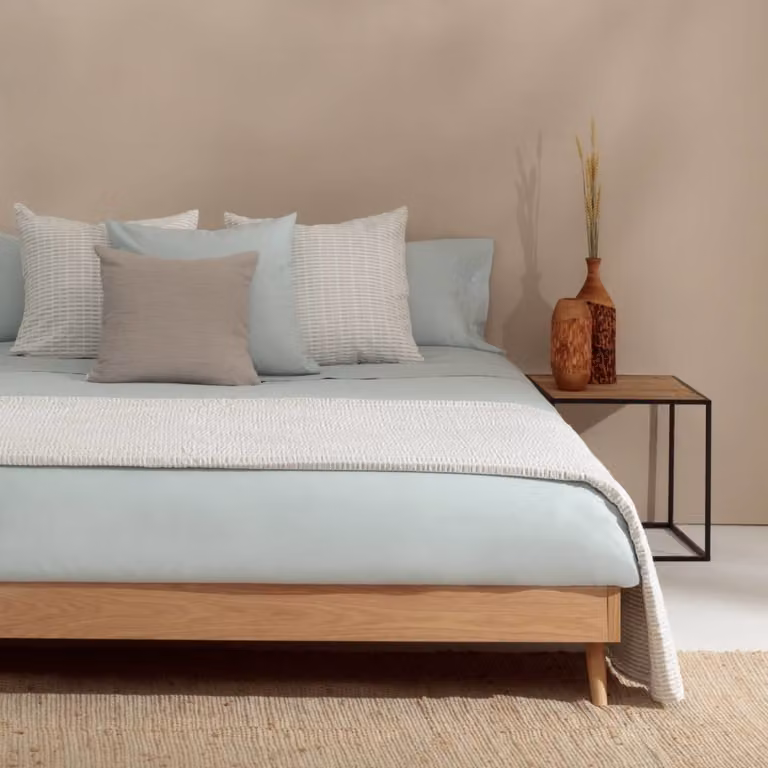 Funda nórdica de algodón orgánico Textura Interiors azul aqua, 180 hilos, reversible y apta para alérgicos, para cama de 80-90 cm