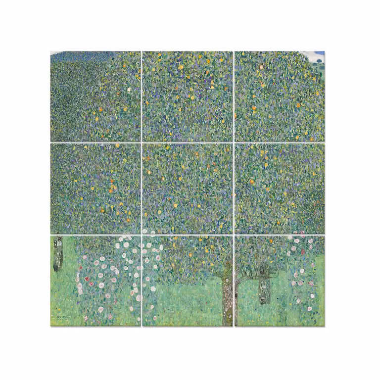 Panel Múltiple Rosales Debajo De Los Árboles de Klimt por Legendarte, Multicolor, An/An: 150 x 150 cm