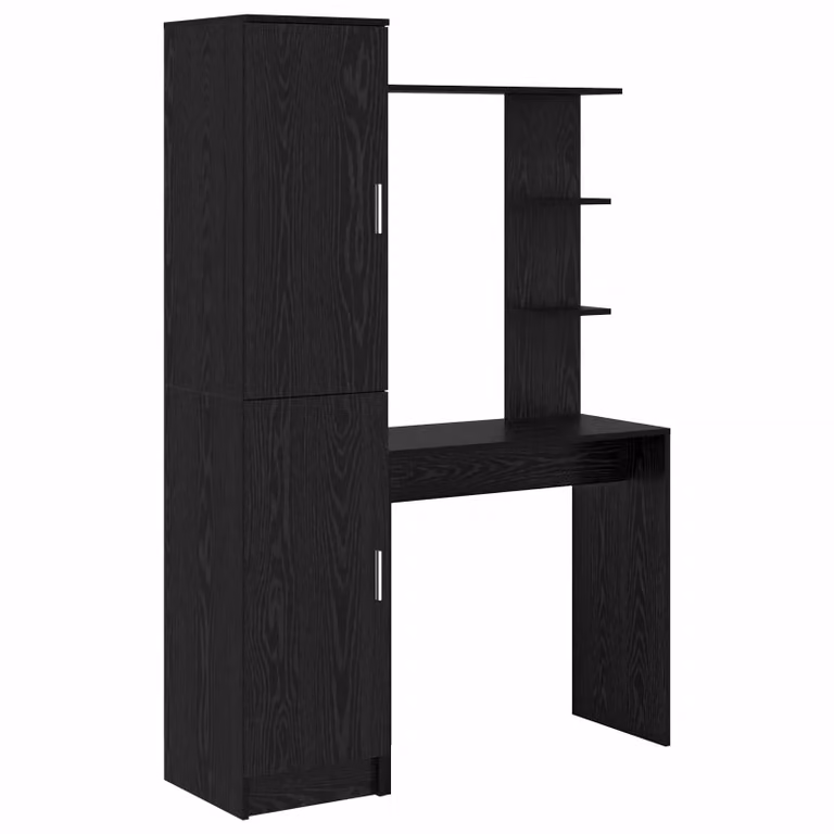 Set de 2 escritorios modernos vidaXL con estante de almacenamiento en madera de roble y color negro/marrón para oficina en casa An/P/Al: 113,5 x 39,0 x 76,7 cm
