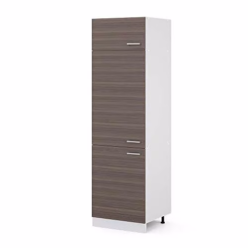 Armario para frigorífico empotrado Vicco R-Line de 3 puertas en gris noble y blanco, An/P/Al: 60 x 57,2 x 206,8 cm