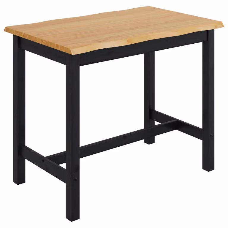 Mesa de comedor industrial vidaXL EKAI de madera de pino, color negro y marrón, An/P/Al: 112 x 70 x 91 cm