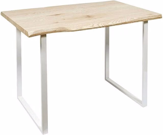 Mesa de comedor rectangular Home Deco Factory Nude Palette en blanco y pino, Al x An x P: 75 x 110 x 75 cm
