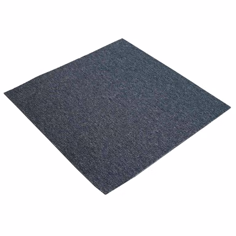 Set de 4 azulejos de alfombra modernos vidaXL en color gris azulado, fabricados en polipropileno con pelo en bucle, An/P: 50 x 50 cm