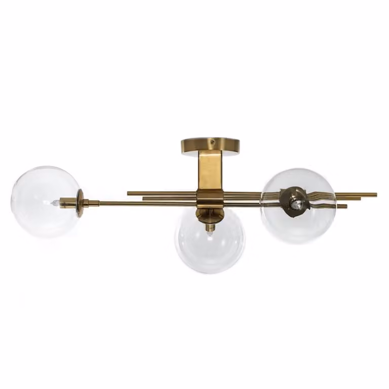 Lámpara de araña de pared ORESTELUCHETTA en metal y cristal color latón dorado, An: 74 cm, P: 20 cm, Al: 23 cm