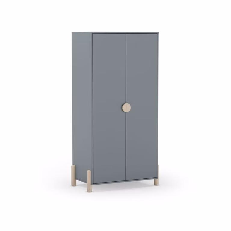 Armario juvenil de 2 puertas Duehome en verde salvia y oak soft, An/P/Al: 92,5 x 45 x 180 cm
