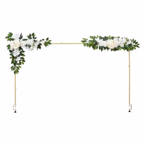 Arco de mesa ajustable VEVOR de metal color dorado para decoración de bodas, fiestas y Navidad, con diseño floral y varilla decorativa, An/P/Al: 71,12 x 33,02 x 106,68 cm a 248,92 x 33,02 x 106,68 cm
