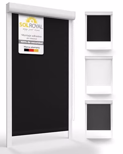 Estor enrollable oscurecente y térmico Sol Royal SolReflect K24 color negro An/Al: 60 x 175 cm