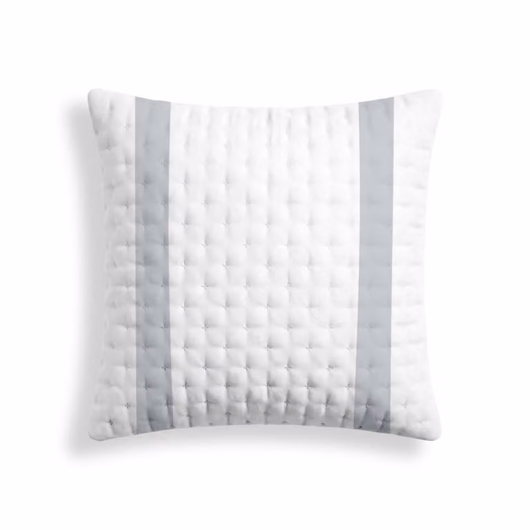 Funda de almohada reversible de microfibra con diseño de rayas en color plata, blanco y gris, An/P/Al: 65 x 65 cm