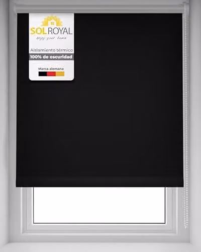 Thermorrollo SolReflect T42 de Sol Royal, persiana opaca y térmica para ventanas, An/P: 80 x 220 cm, color negro y plata