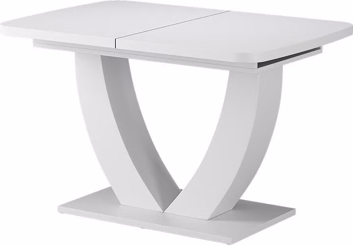Mesa de comedor extensible Vicco Fenaro en color blanco con diseño moderno y columna central An/P/Al: 120-160 x 80 x 77,4 cm