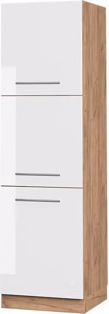 Armario para horno empotrado Vicco Fame-Line blanco alto brillo con puertas batientes y cierre suave An/P/Al: 60 x 58,1 x 206,8 cm