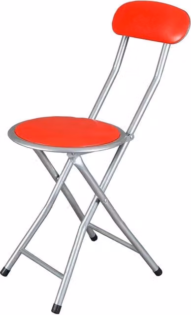 Taburete plegable de cocina THE SECRET HOME en metal con respaldo acolchado de polipiel roja