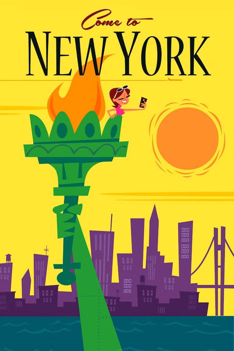 Cuadro de viaje de Nueva York Hexoa, impresión gráfica sobre lienzo multicolor, An/P/Al: 90 x 60 cm