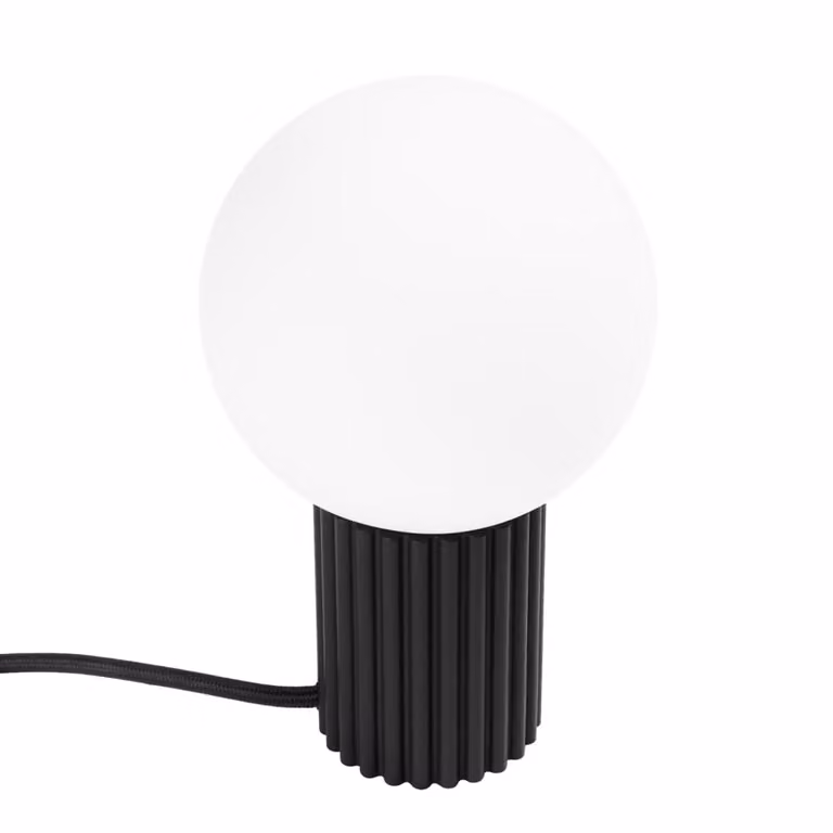 Lámpara de escritorio Sollux Lighting en negro con acabado de aluminio y vidrio