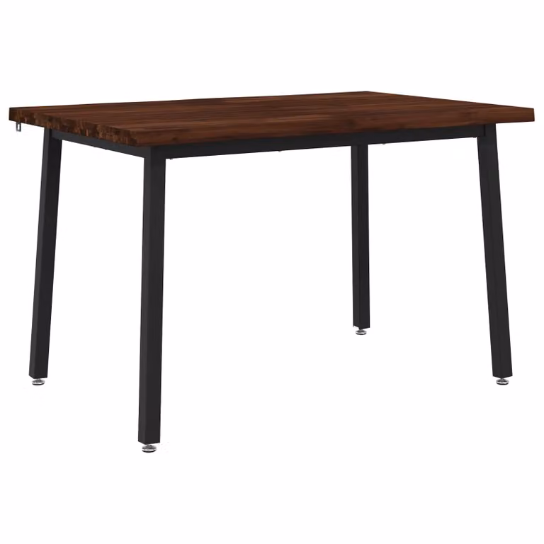 Mesa de comedor rectangular vidaXL de madera de acacia sólida en marrón oscuro y negro, An/P/Al: 120 x 80 x 75 cm