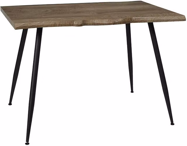 Mesa de comedor industrial Home Deco Factory en acabado roble y negro, diseño rectangular con borde natural, L 110 cm x An 75 cm x Al 75 cm