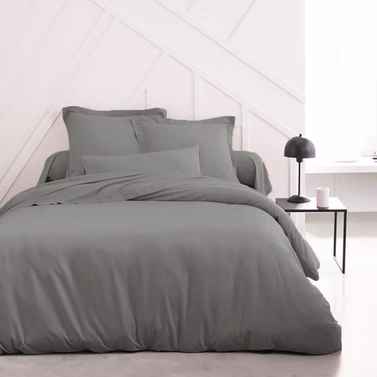 Funda nórdica reversible Mevak Living para cama de 105 cm, color plata y gris, mezcla de algodón y poliéster