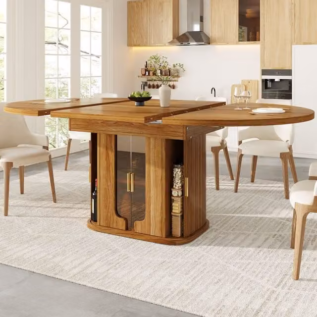 Mesa de comedor extensible Hauss Spole de forma ovalada en color marrón, capacidad para 6 personas, An/P/Al: 118 x 118 x 77 cm (extensible a 158 cm)