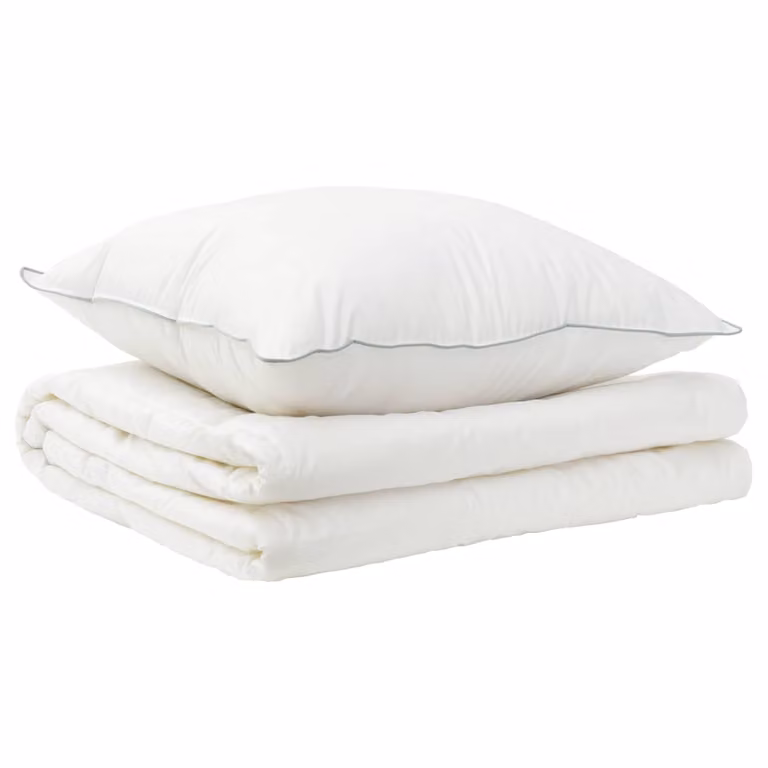 Juego de edredón y almohada vidaXL de 2 piezas en color blanco para verano, An: 137 cm x Al: 200 cm, 200 GSM