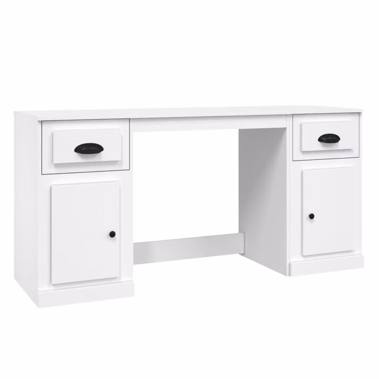Escritorio moderno con armario vidaXL en madera contrachapada blanca para oficina en casa An/P/Al: 154,5 x 50 x 75 cm
