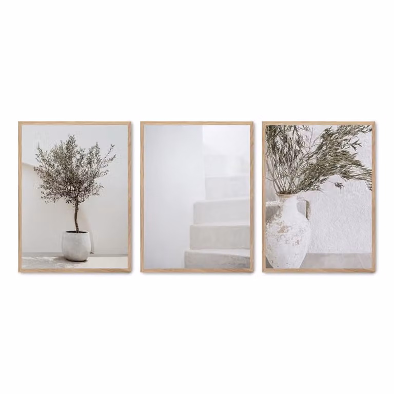 Set de 3 pósteres de fotografía minimalista Poster Lab, multicolor y blanco, con marco de madera, An/P/Al: 50 x 70 cm