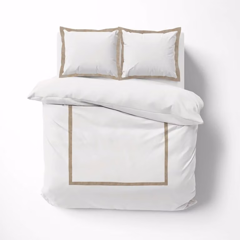 Juego de cama de 3 piezas Douceur d'Intérieur Lauraline de algodón y lino con rayas en color blanco, An/P: 240 x 220 cm