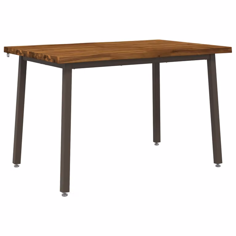 Mesa de comedor rectangular moderna vidaXL de madera de acacia sólida en colores natural y café, An/P/Al: 110 x 55 x 75 cm